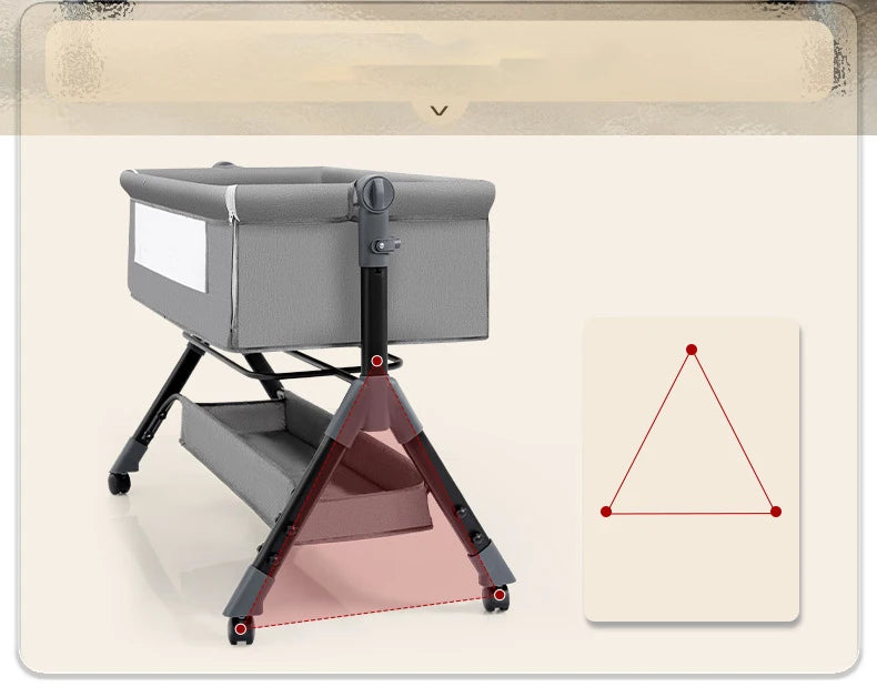 SnugNest™ Foldable Baby Crib Portable Bassinet with Changing Table, Storage & Mosquito Net