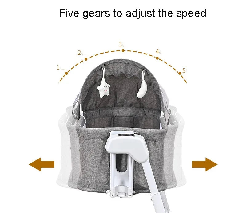 XMSJ Adjustable Bedside Sleeper Crib Electric Rocking Bassinet with Remote