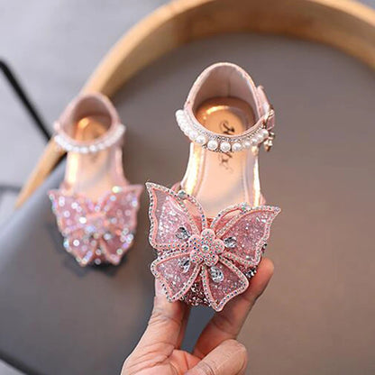 Girls Rhinestone Bow Sandals