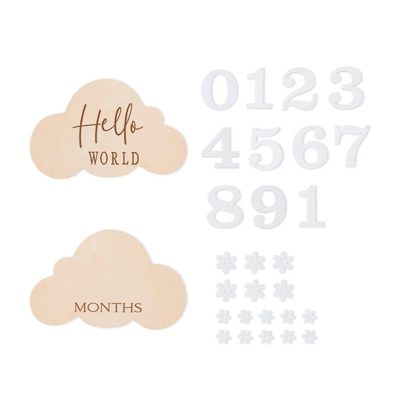 Wooden Baby Milestone Age Cards Set