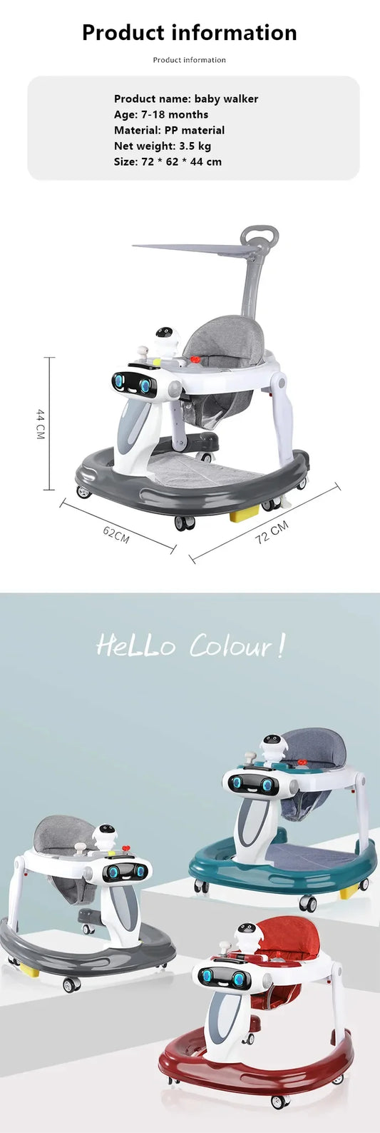 4-in-1 Baby Music Walker with Lights for Toddlers
