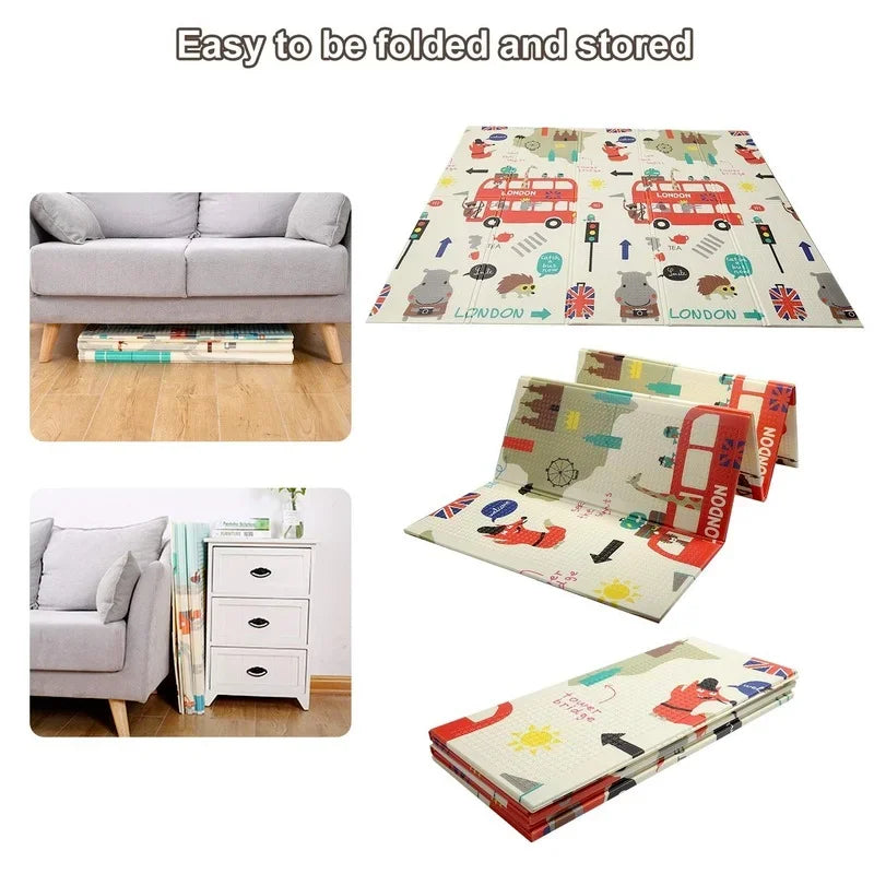 SafeNest™ Foldable Baby Play Mat – Non-Toxic XPE Foam, Reversible & Easy to Clean