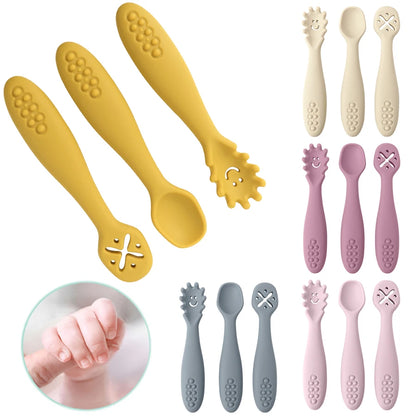 3PCS Cute Baby Learning Spoons Set