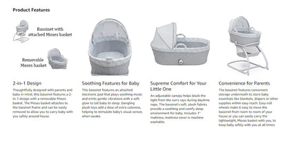 2-in-1 Baby Rocking Bassinet with Music