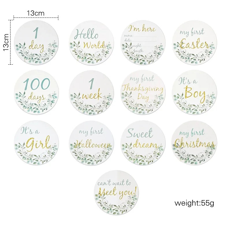 Wooden Baby Milestone Age Cards Set