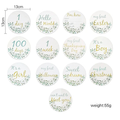 Wooden Baby Milestone Age Cards Set