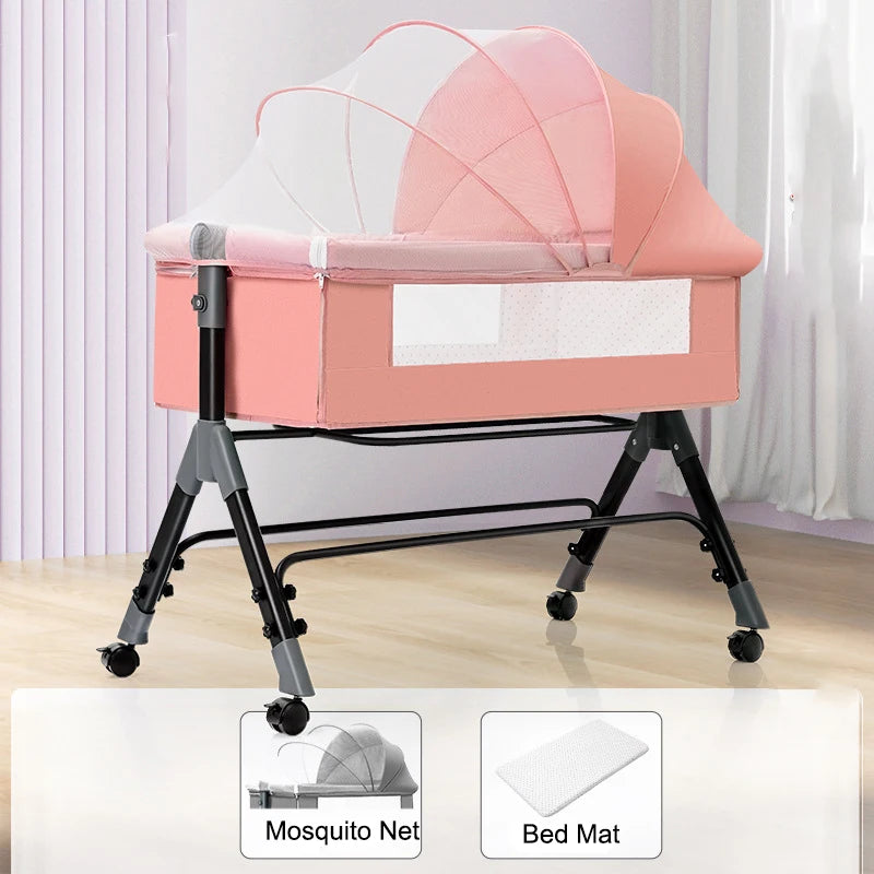 SnugNest™ Foldable Baby Crib Portable Bassinet with Changing Table, Storage & Mosquito Net