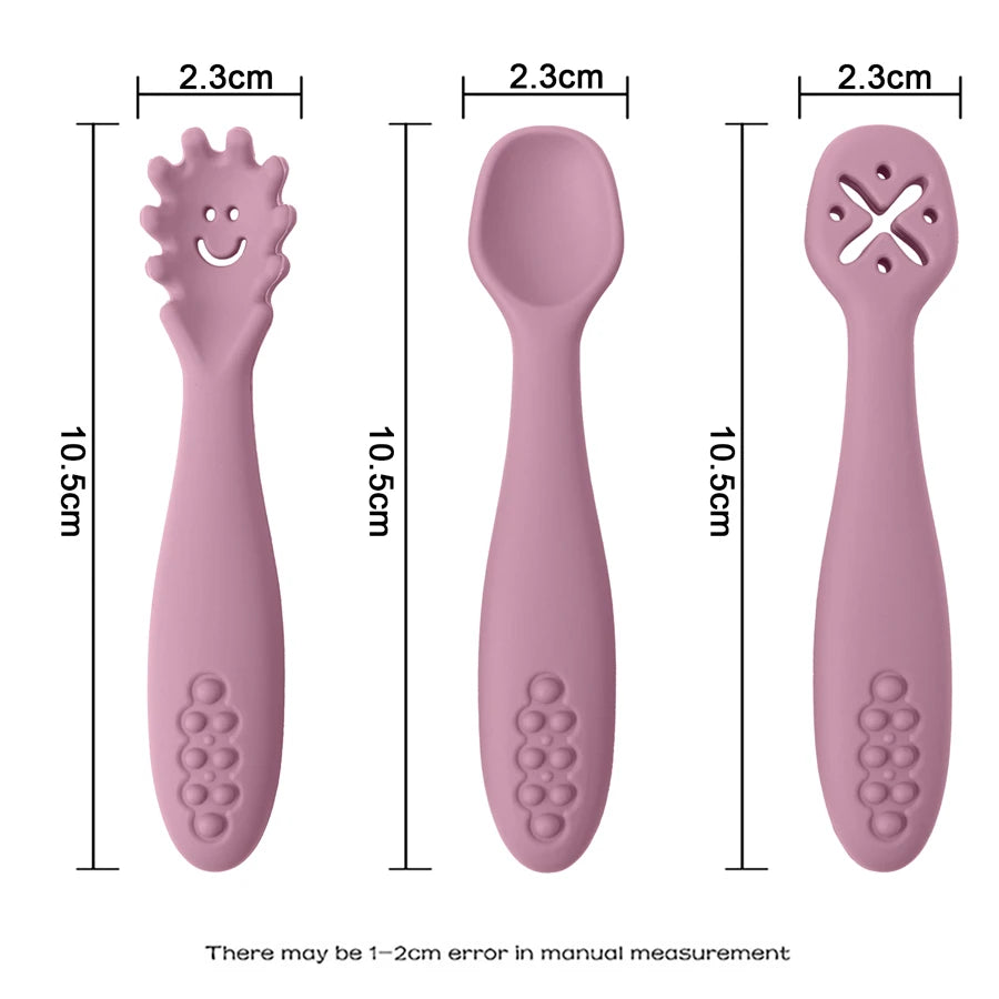 3PCS Cute Baby Learning Spoons Set