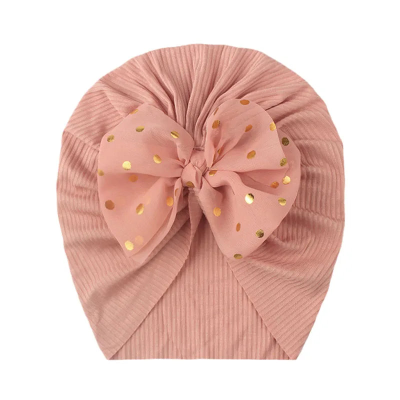 I LOVE DAD™ Baby Bowknot Turban Hat – Soft Cotton & Polyester Beanie for Newborns 0–1Y
