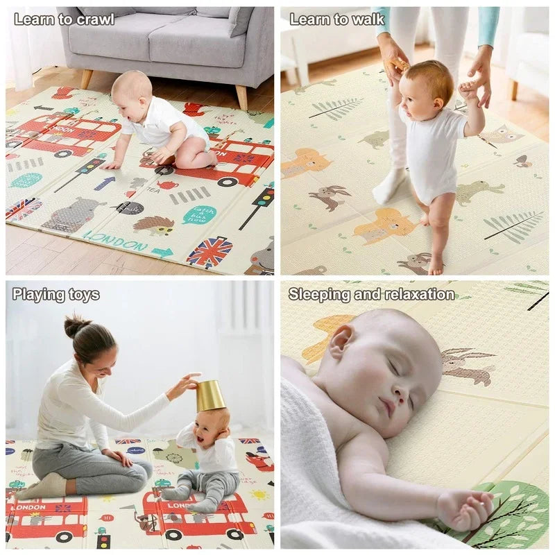 SafeNest™ Foldable Baby Play Mat – Non-Toxic XPE Foam, Reversible & Easy to Clean