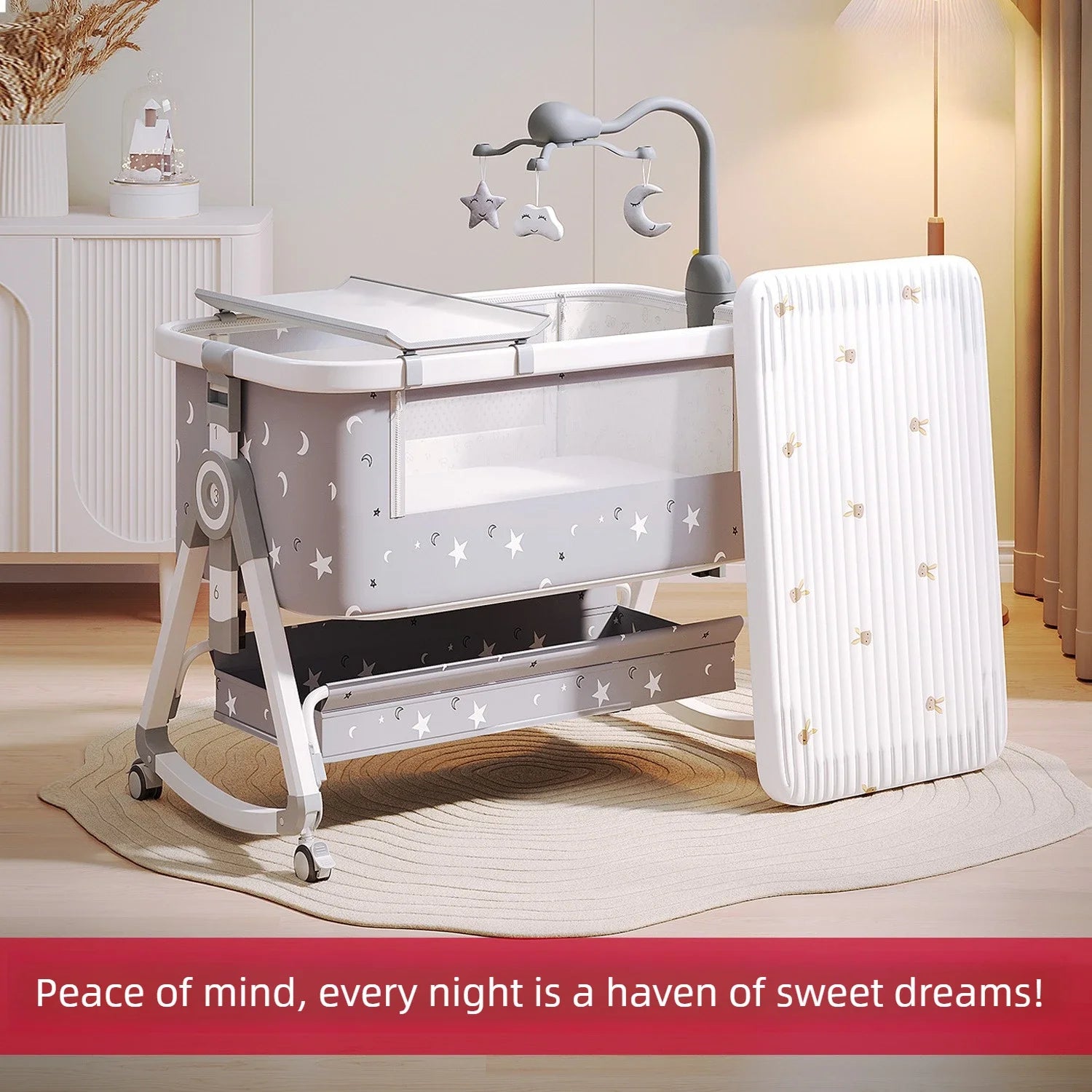 AuraPicks 4-in-1 Baby Crib & Diaper Changing Table