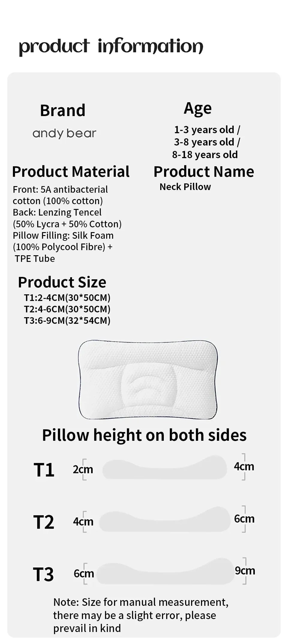 AIBEDILA Kids Neck Pillow – Soft, Breathable & Ergonomic Support for Growing Children