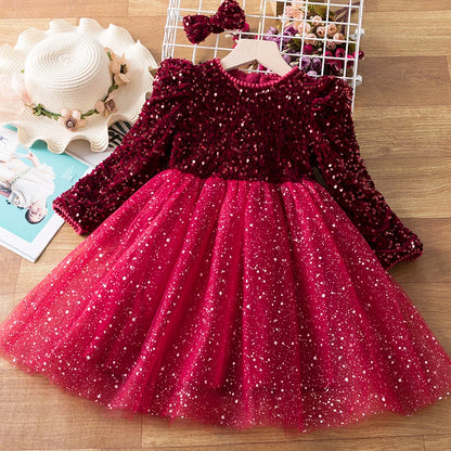 Sequin Girls Princess Party Dresses for Kids