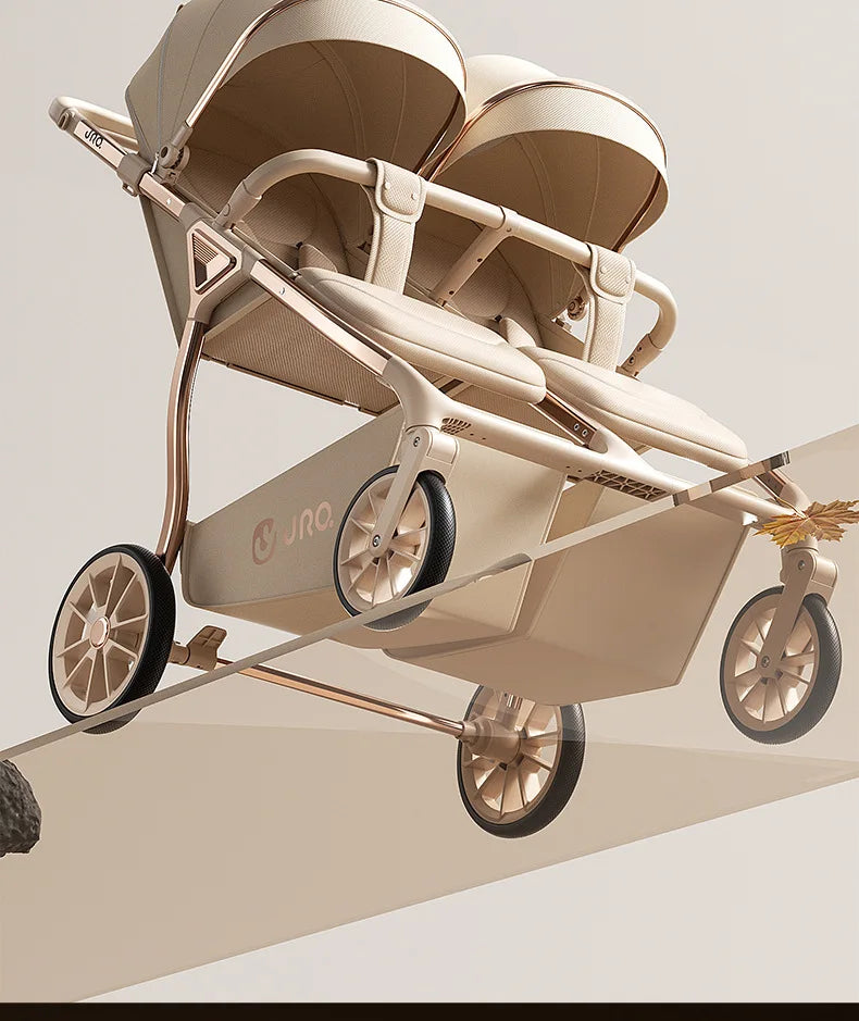 TwinGlide™ 2-in-1 Foldable Twin Baby Stroller – Lie-Flat Comfort, Heavy-Duty