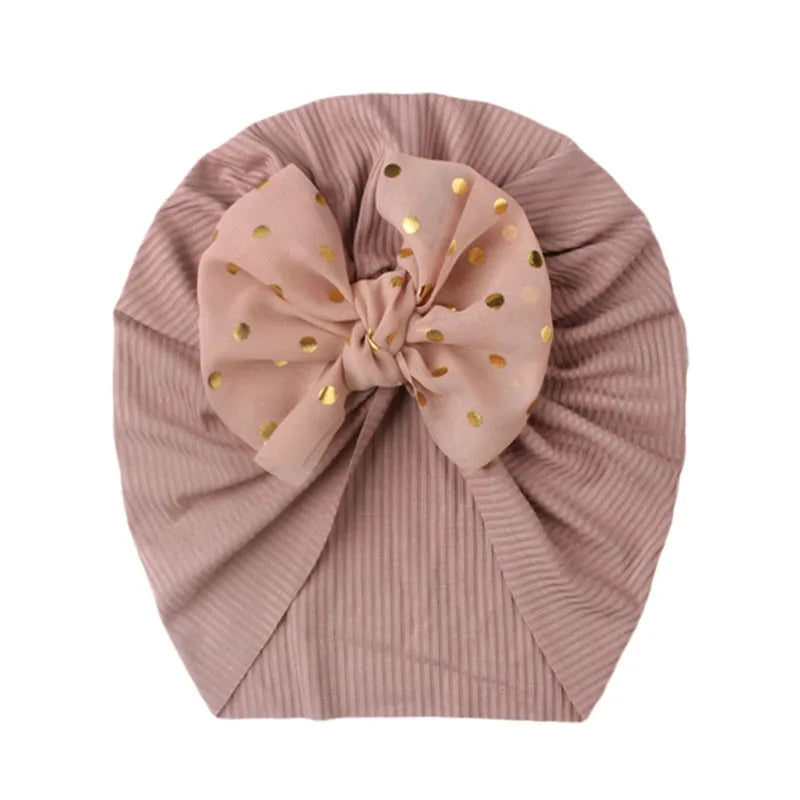 I LOVE DAD™ Baby Bowknot Turban Hat – Soft Cotton & Polyester Beanie for Newborns 0–1Y