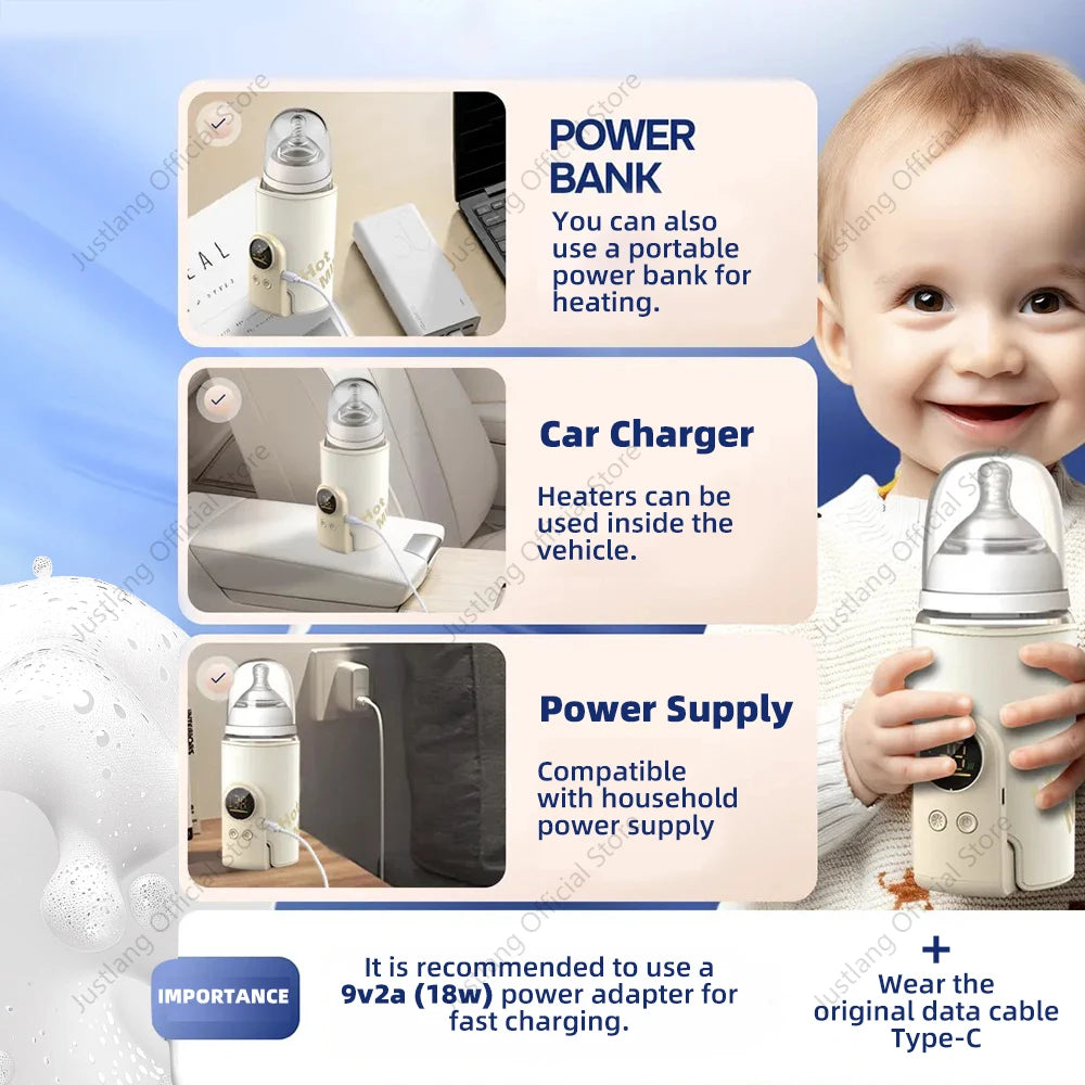 MilkMate™ 10000mAh Baby Bottle Warmer – Multifunctional USB Rechargeable Milk & Food