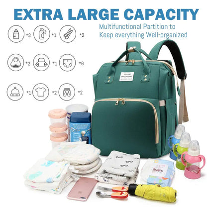 NestGo™ 3-in-1 Diaper Backpack with Foldable Baby Bed