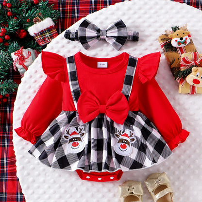 Christmas Plaid Skirt Outfit for Kid's