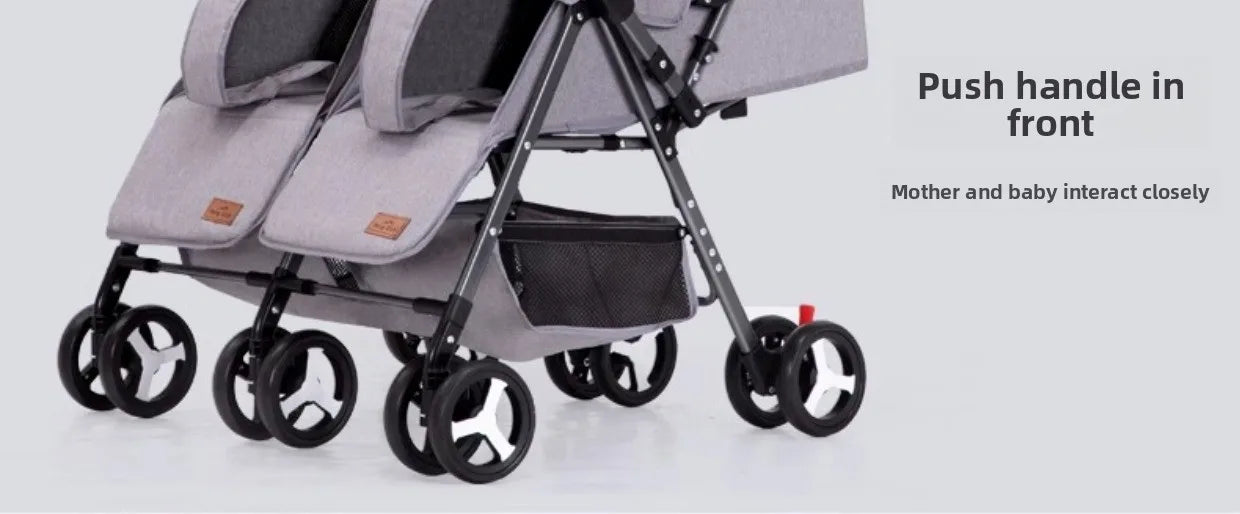 WarmHouse™ TwinFlex Double Stroller – Foldable Comfort for Two Kids