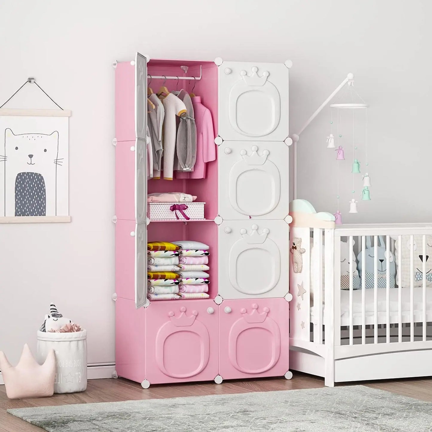 Kids Wardrobe Closet Organizer with Doors