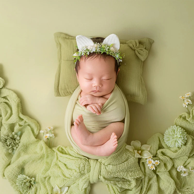 Soft Baby Photo Wrap – Green | Newborn Photography Prop (Model xz-63)