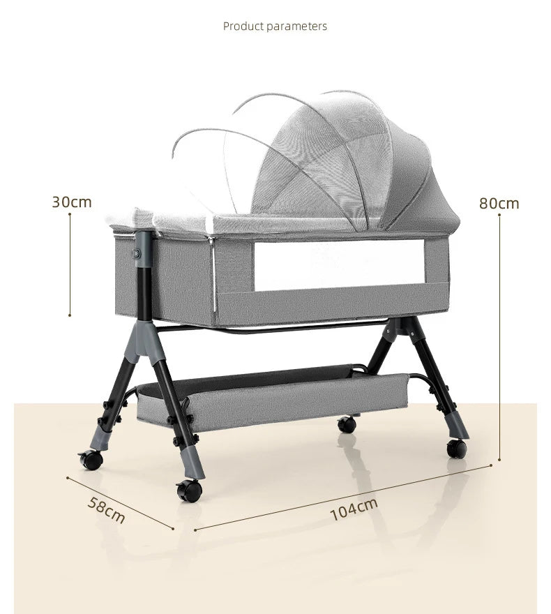 SnugNest™ Foldable Baby Crib Portable Bassinet with Changing Table, Storage & Mosquito Net