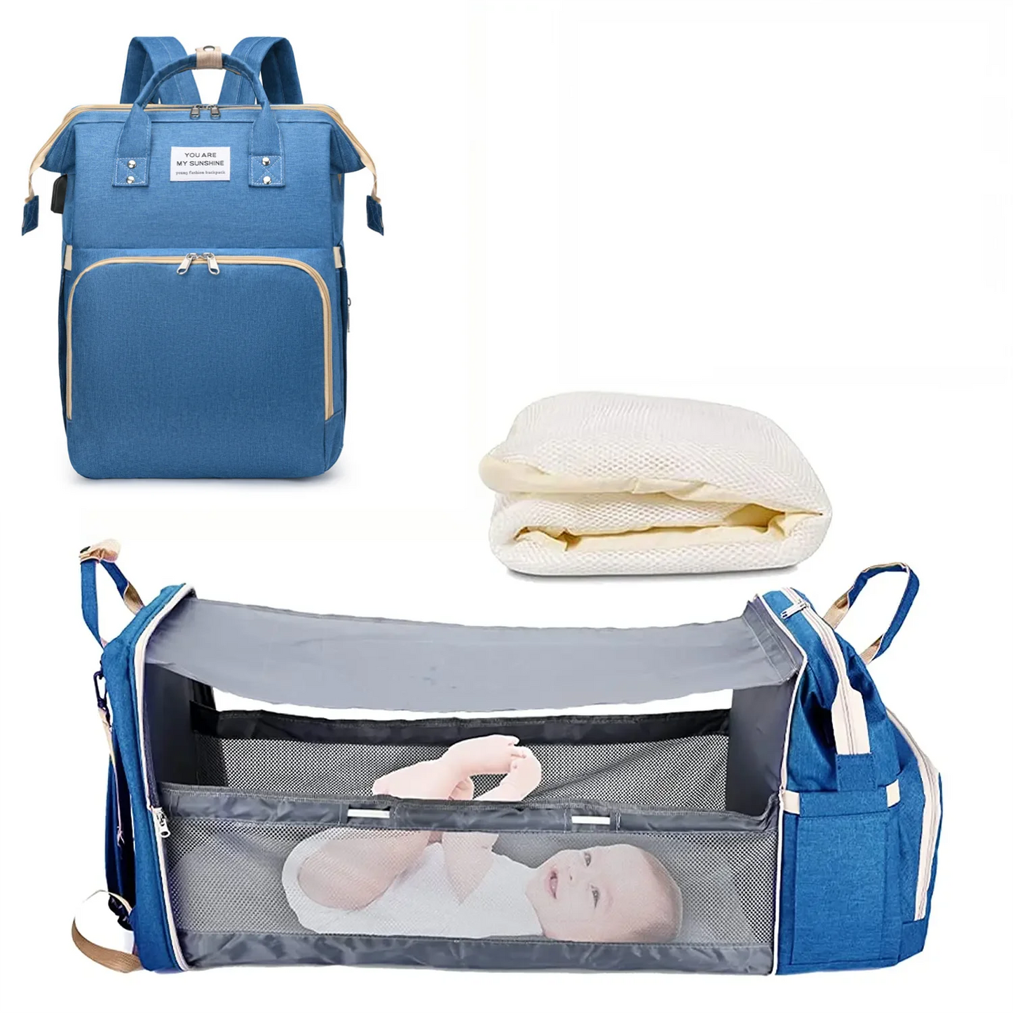 NestGo™ 3-in-1 Diaper Backpack with Foldable Baby Bed