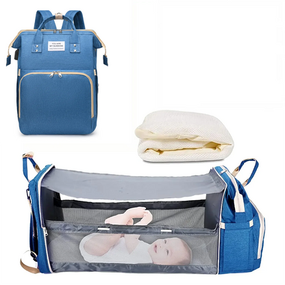 NestGo™ 3-in-1 Diaper Backpack with Foldable Baby Bed