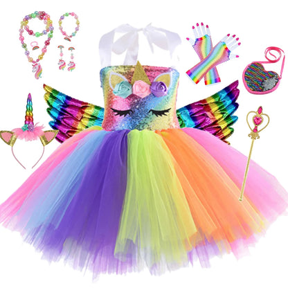 Princess Girls Unicorn Tutu Dress