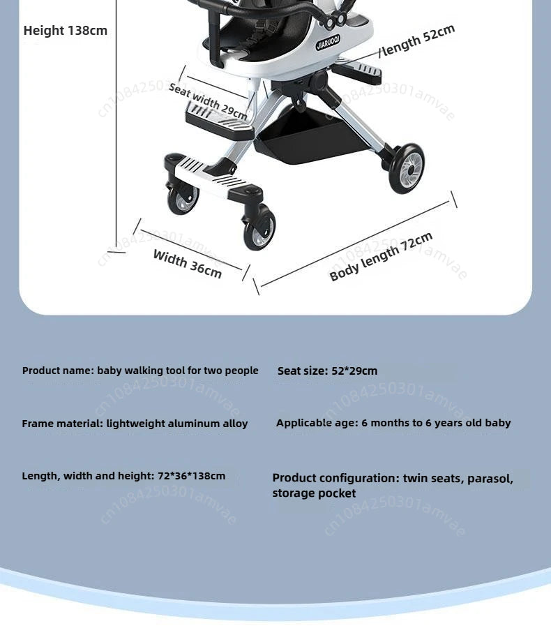 AuraPicks™ TwinGlide Pro Double Stroller