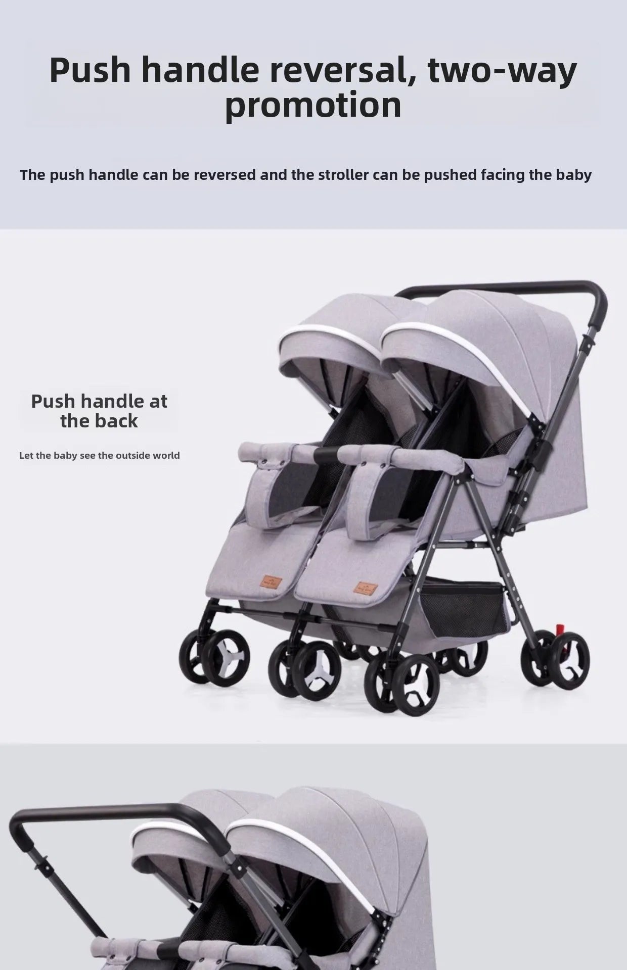 WarmHouse™ TwinFlex Double Stroller – Foldable Comfort for Two Kids