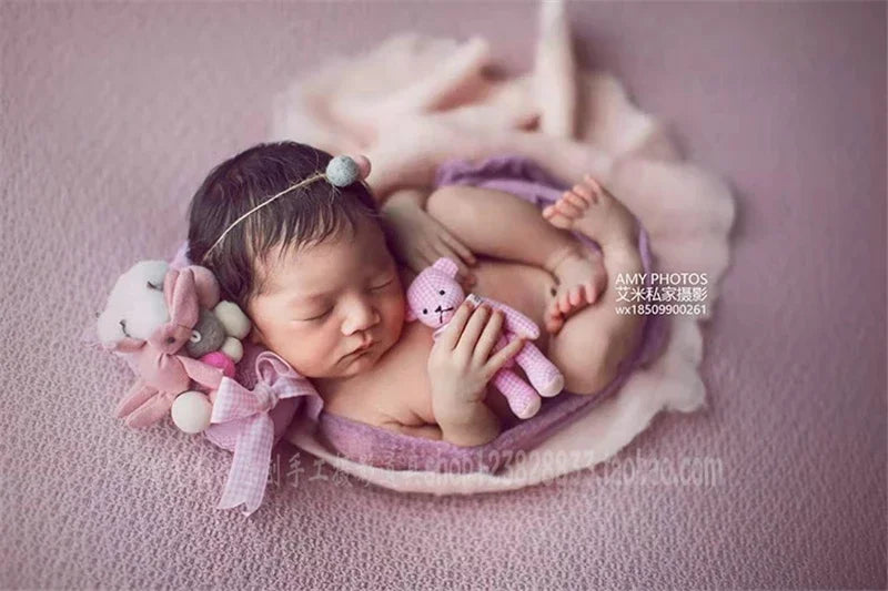 📷 DVOTINST™ Newborn Photography Set – 3PCS Baby Photo Props in Beige (Hat, Wrap & Doll) | Unisex Soft Outfit for 0–1Y