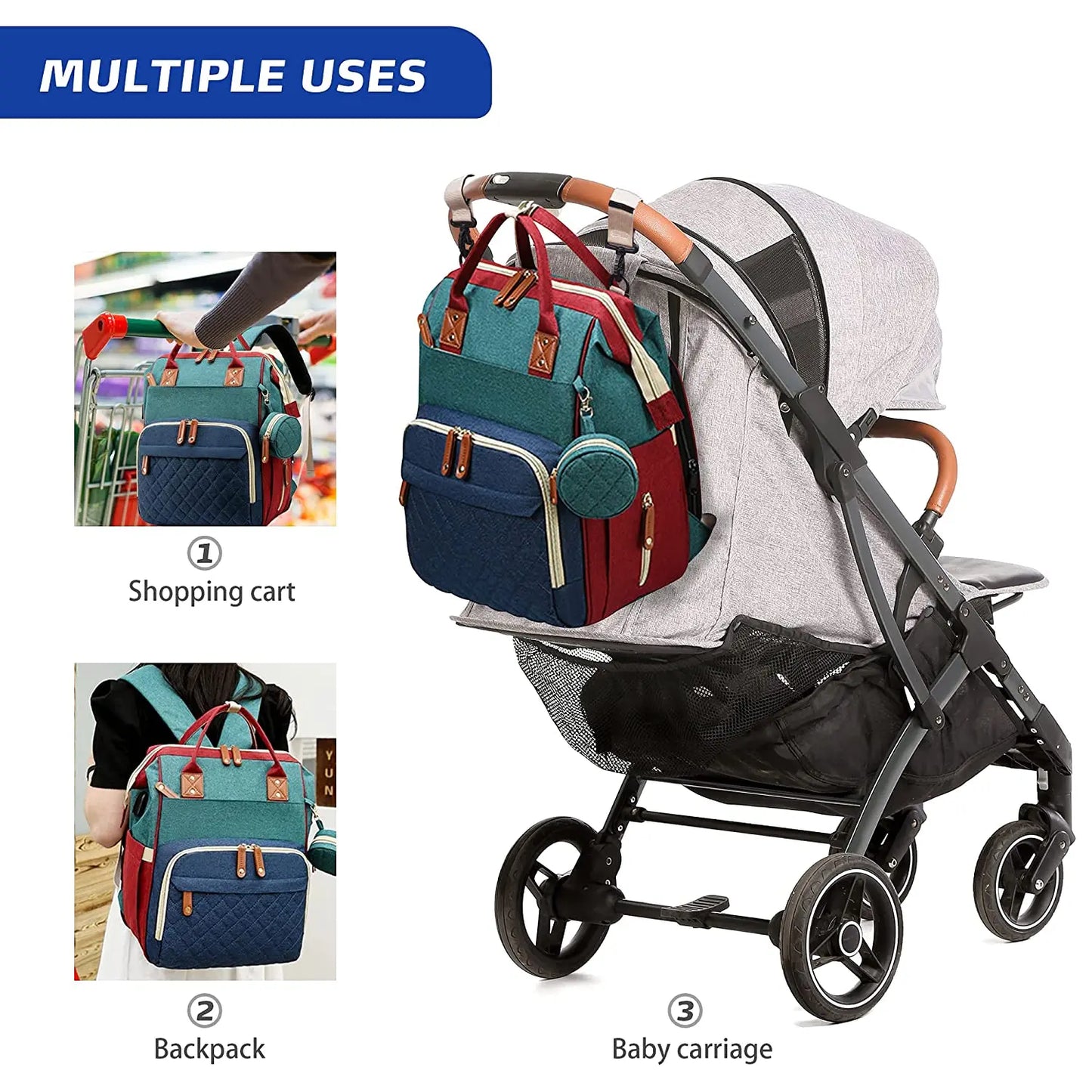 NestGo™ 3-in-1 Diaper Backpack with Foldable Baby Bed