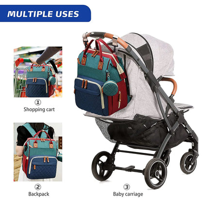 NestGo™ 3-in-1 Diaper Backpack with Foldable Baby Bed