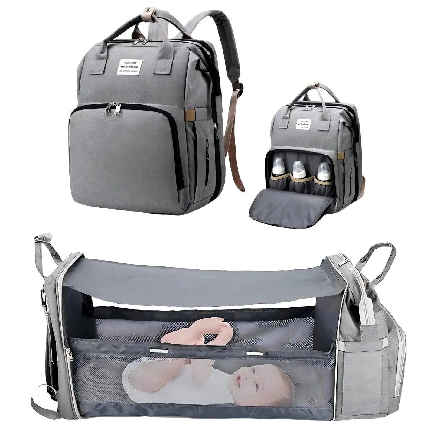 NestGo™ 3-in-1 Diaper Backpack with Foldable Baby Bed
