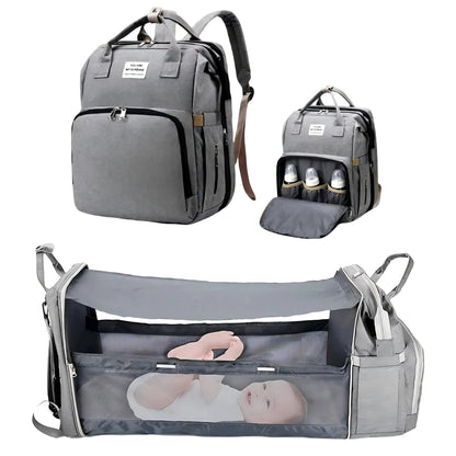 NestGo™ 3-in-1 Diaper Backpack with Foldable Baby Bed