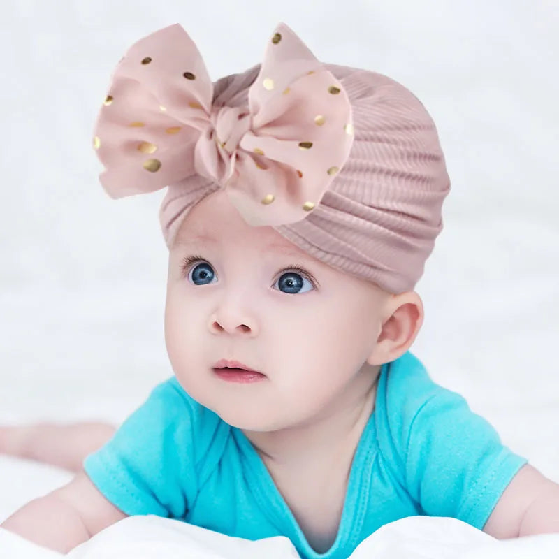 I LOVE DAD™ Baby Bowknot Turban Hat – Soft Cotton & Polyester Beanie for Newborns 0–1Y