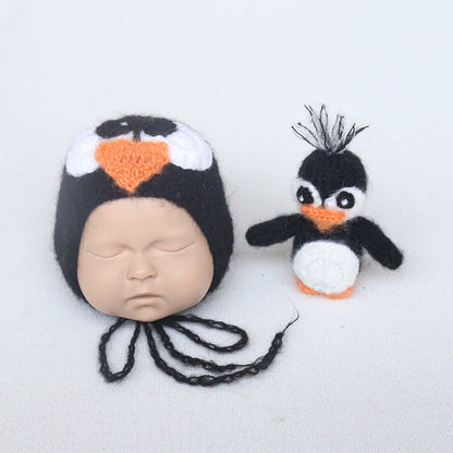 Handmade Newborn Bonnet &amp; Toy Set  Wool Photography Props