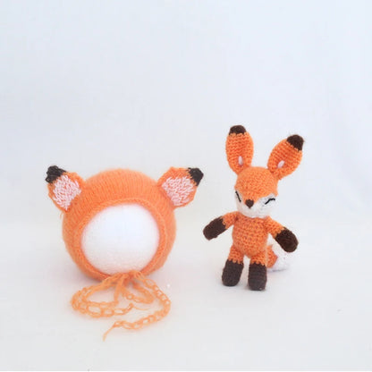 Handmade Newborn Bonnet &amp; Toy Set  Wool Photography Props