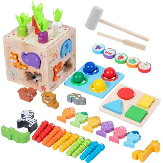 PlayWise™ 8-in-1 Wooden Game – Educational Logic & Hands-On Skills Toy for Kids