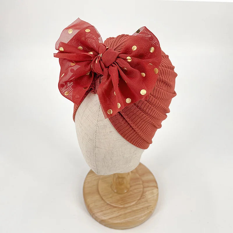 I LOVE DAD™ Baby Bowknot Turban Hat – Soft Cotton & Polyester Beanie for Newborns 0–1Y