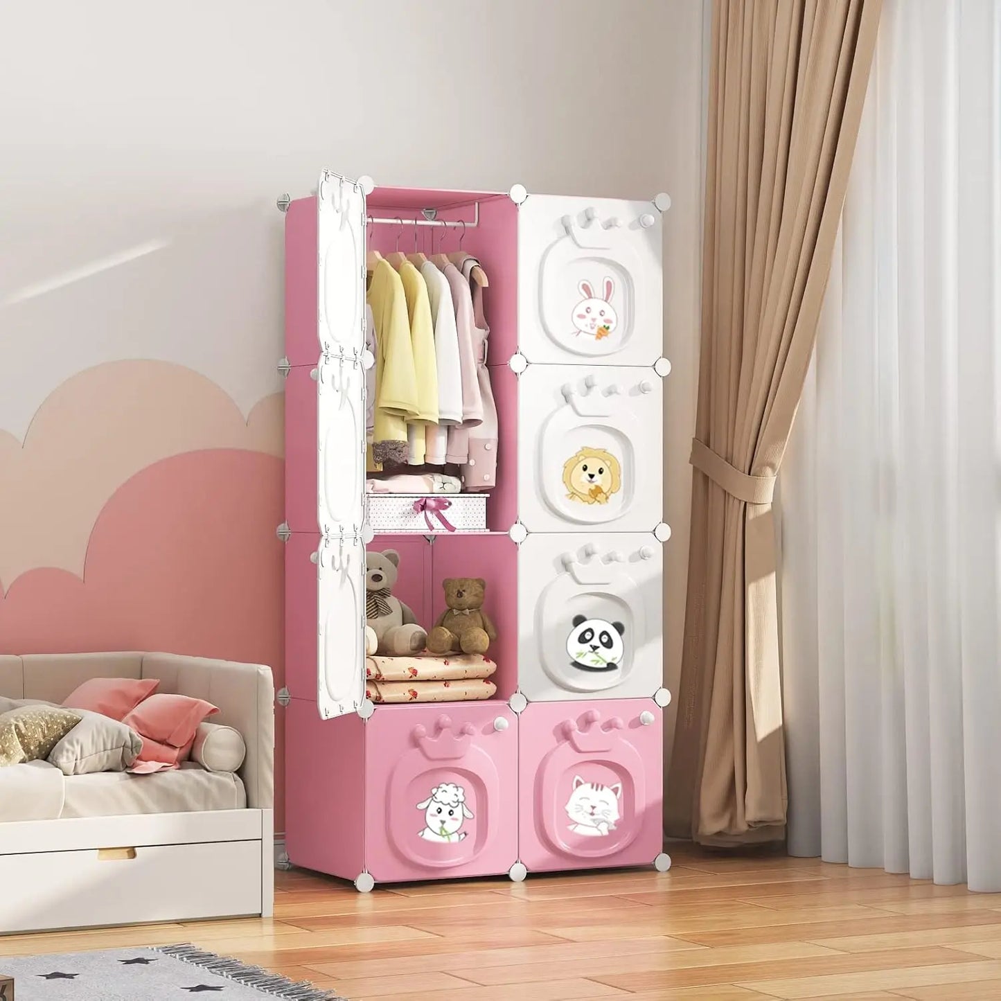 Kids Wardrobe Closet Organizer with Doors