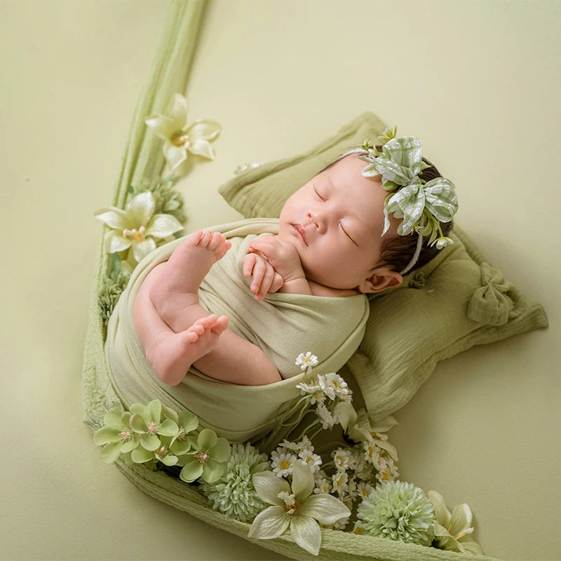 Soft Baby Photo Wrap – Green | Newborn Photography Prop (Model xz-63)