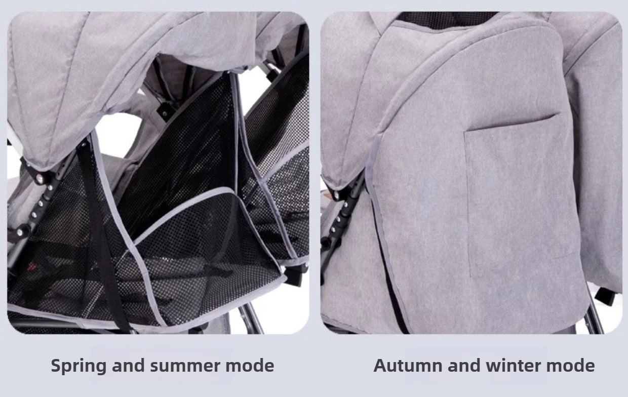 WarmHouse™ TwinFlex Double Stroller – Foldable Comfort for Two Kids