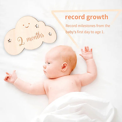 Wooden Baby Milestone Cloud Cards Gift