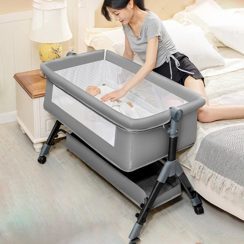 SnugNest™ Foldable Baby Crib Portable Bassinet with Changing Table, Storage & Mosquito Net