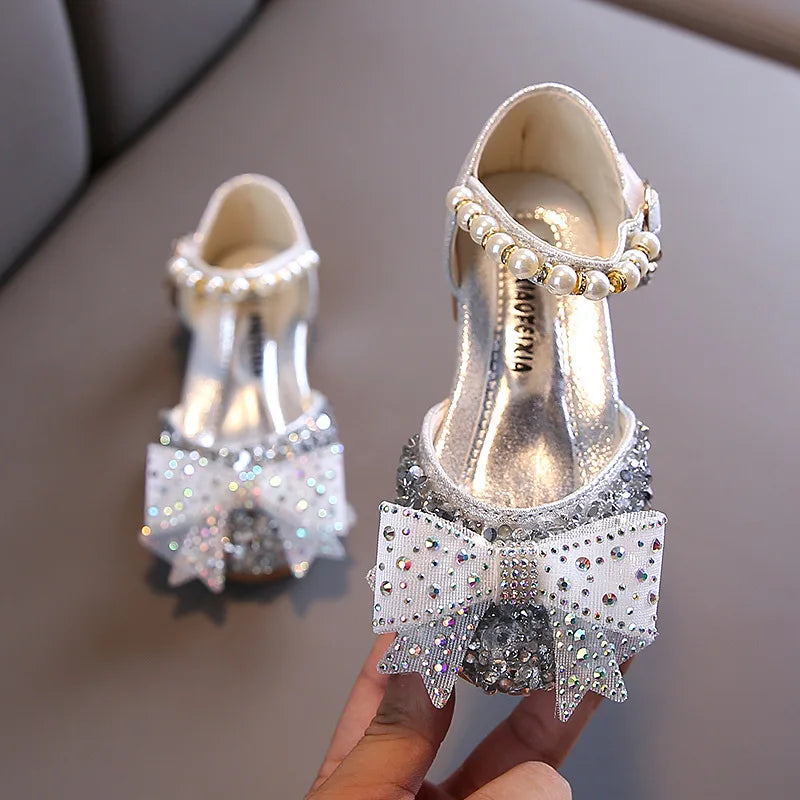 Girls Rhinestone Bow Sandals