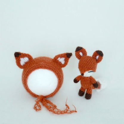 Handmade Newborn Bonnet &amp; Toy Set  Wool Photography Props