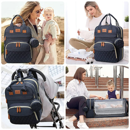 NestGo™ 3-in-1 Diaper Backpack with Foldable Baby Bed