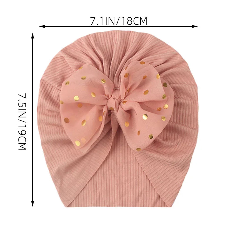 I LOVE DAD™ Baby Bowknot Turban Hat – Soft Cotton & Polyester Beanie for Newborns 0–1Y